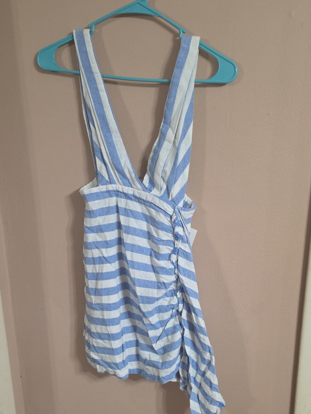 Habitual Blue and White Striped Wrap-Detail One-Piece